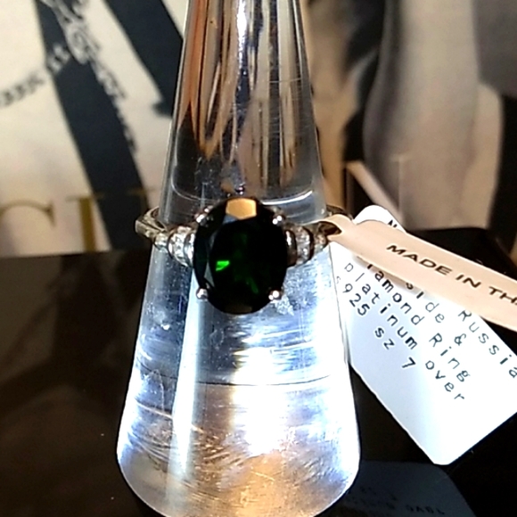 Natural Chrome Russian Diopside Diamond Baguette White Silver - Picture 9 of 15